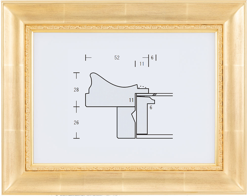 額縁 油彩額縁 油絵額縁 木製フレーム 裾野マットなし ゴールド アクリル サイズP10号_画像1