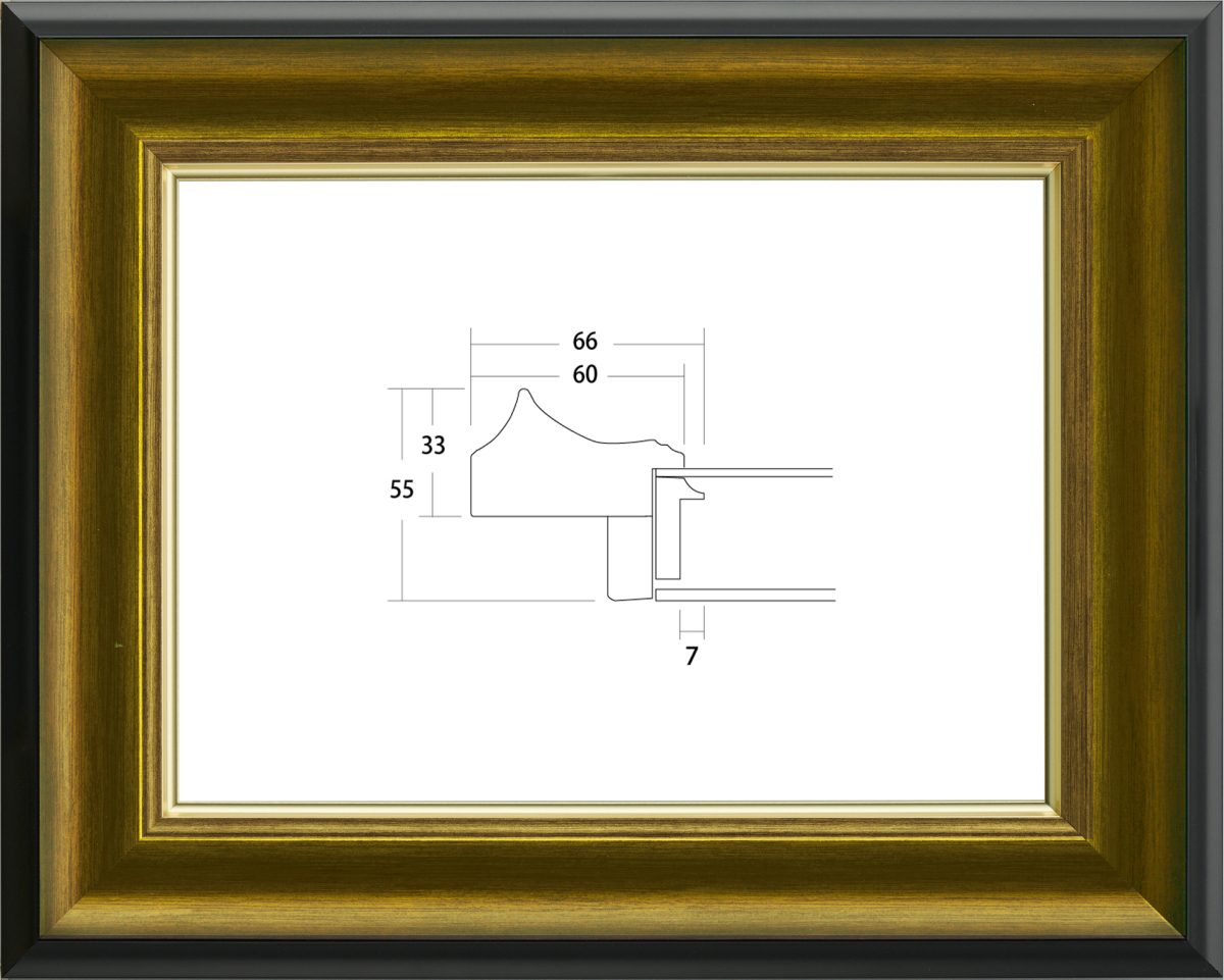 軽量額縁 油絵/油彩額縁 UVカットアクリル 8167 F4号 ゴールド/ブラック_画像1