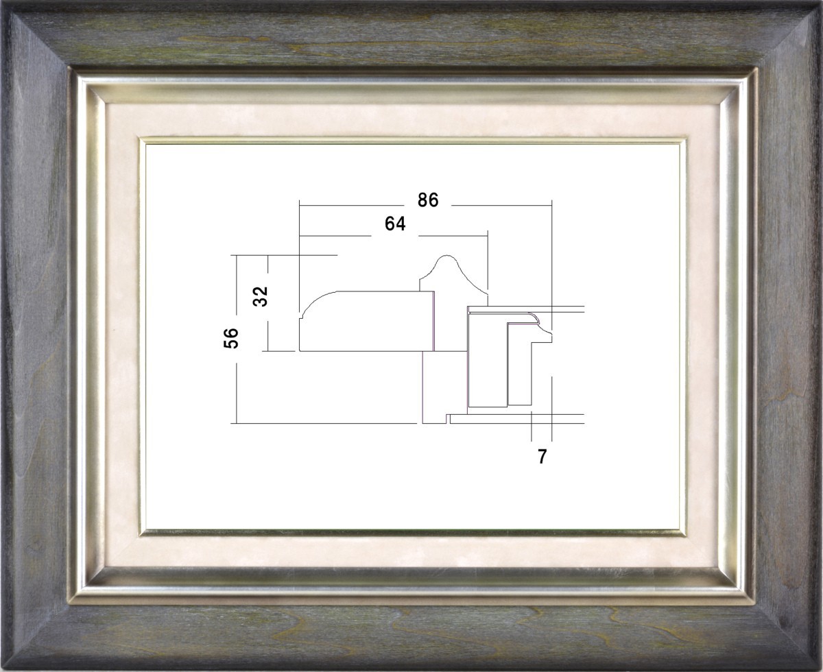 額縁　油絵/油彩額縁 木製フレーム アクリル仕様 7751 サイズ F20号 ウッドシルバー シルバー_画像1