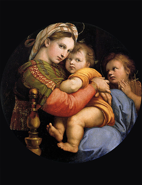 絵画 額縁付き 複製名画 世界の名画シリーズ ラファエルロ・サンティ 「 小椅子の聖母 」 サイズ 8号_画像2