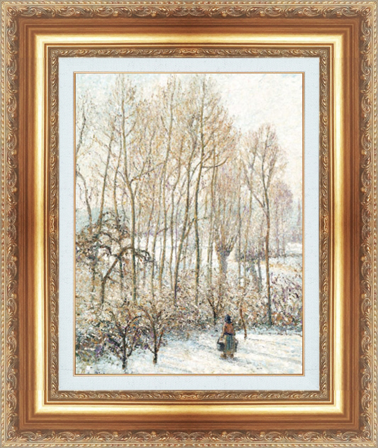 絵画 額縁付き 複製名画 世界の名画シリーズ ピサロ 「雪に映える朝陽」 サイズ 20号