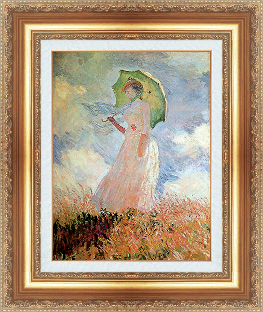 絵画 額縁付き 複製名画 世界の名画シリーズ クロード・モネ 「日傘をさす女１」 サイズ 15号_画像1