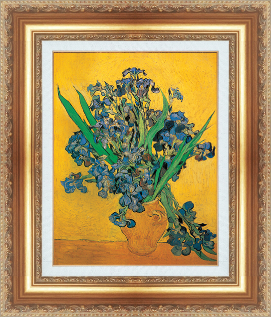 絵画 額縁付き 複製名画 世界の名画シリーズ ヴィンセント・ヴァン・ゴッホ 「 アイリスの花瓶 」 サイズ 8号