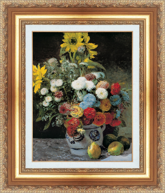 絵画 額縁付き 複製名画 世界の名画シリーズ ピエール・オーギュスト・ルノワール 「 花瓶の花 」 サイズ 3号