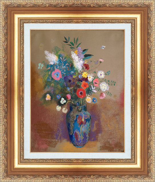 絵画 額縁付き 複製名画 世界の名画シリーズ オディロン・ルドン 「 花瓶の花束 」 サイズ 3号