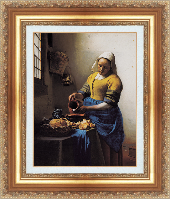 絵画 額縁付き 複製名画 世界の名画シリーズ ヨハネス・フェルメール 「 牛乳を注ぐ女性 」 サイズ 20号