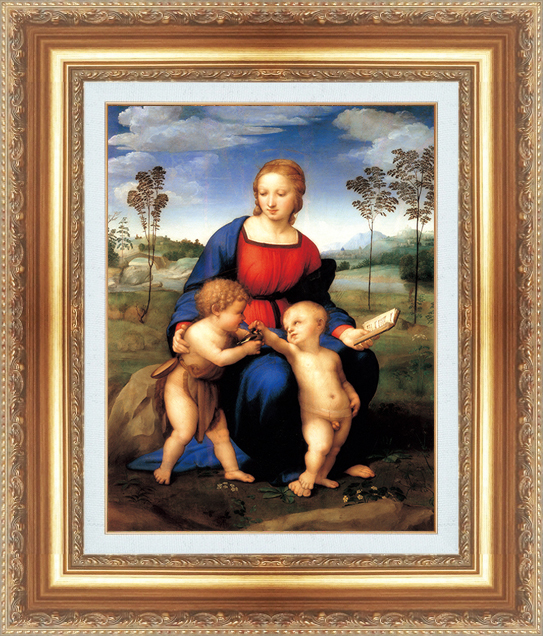 絵画 額縁付き 複製名画 世界の名画シリーズ ラファエルロ・サンティ 「 ヒワの聖母 」 サイズ 10号_画像1