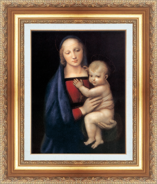 絵画 額縁付き 複製名画 世界の名画シリーズ ラファエルロ・サンティ 「 大公の聖母 」 サイズ 3号