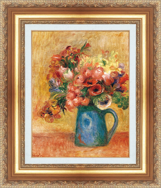 絵画 額縁付き 複製名画 世界の名画シリーズ ピエール・オーギュスト・ルノワール 「 花瓶の花 」 サイズ 8号