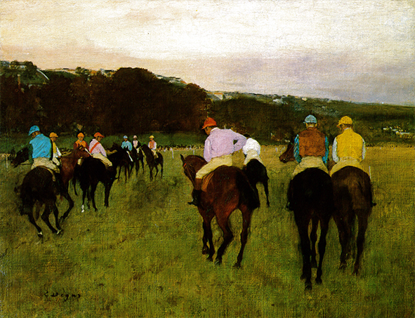 絵画 複製名画 キャンバスアート 世界の名画シリーズ エドガー・ドガ 「ロングシャムの競走馬」 サイズ 6号_画像1