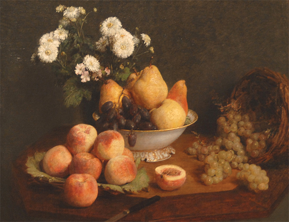 絵画 複製名画 キャンバスアート 世界の名画シリーズ アンリ・ファンタン・ラトゥール 「 テーブルの上の花と果物 」 サイズ 6号_画像1