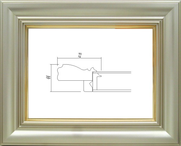 油絵/油彩額縁 樹脂製フレーム 3476 UVカットUVカットアクリル付 サイズ F20号 パールゴールド_画像1