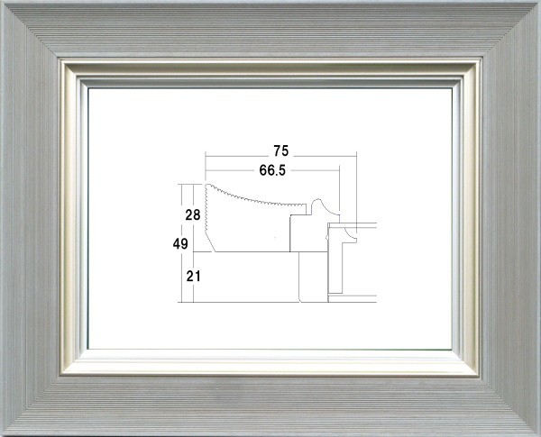 額縁　油絵/油彩額縁 木製フレーム UVカットアクリル付 3484N サイズ F6号 銀ねず_画像1