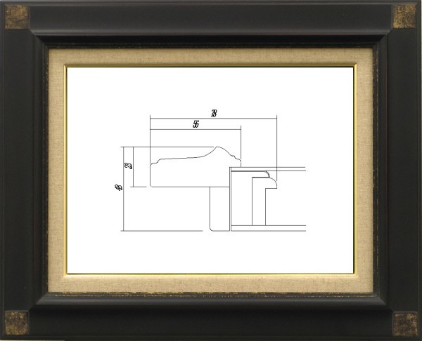 額縁　油絵/油彩額縁 木製フレーム 7722 サイズ M6号 鉄黒 ブラック_画像1