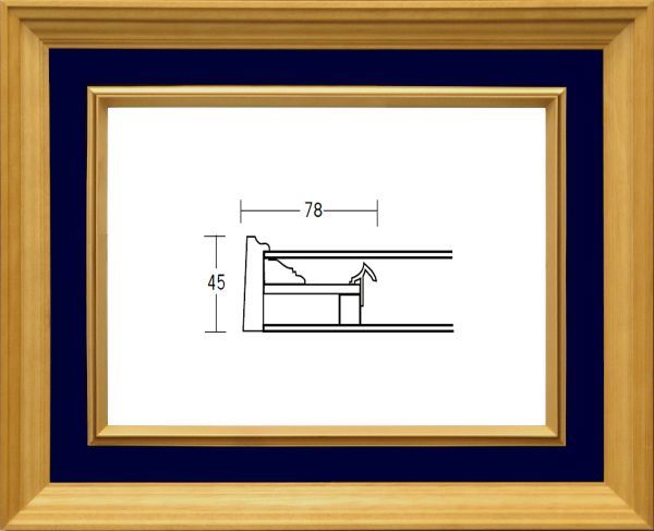 油絵/油彩額縁 木製フレーム 3017 ガラス付 サイズ F10号 紺 ネイビー_画像1