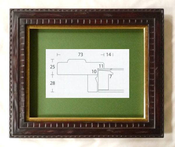 額縁 油彩額縁 油絵額縁 木製フレーム 囲炉裏マットなし 鉄黒 サイズF8号_画像1