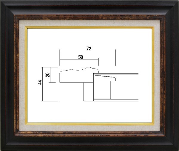 額縁　油絵/油彩額縁 木製フレーム アクリル付 7740 サイズ F6号 鉄黒 ブラック_画像1