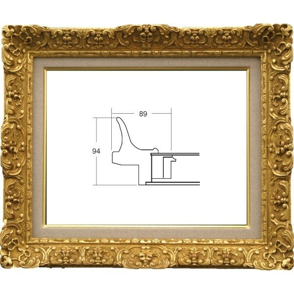 額縁　油絵/油彩額縁 木製フレーム 成型フレーム アクリル付 7821 サイズ F6号 ダークゴールド 金_画像1