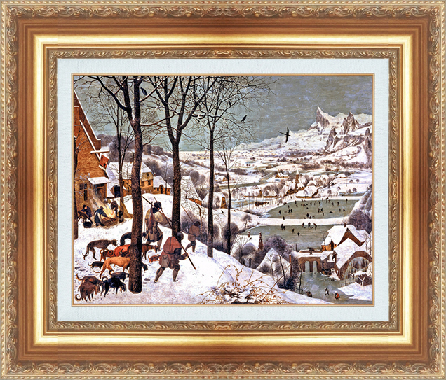 絵画 額縁付き 複製名画 世界の名画シリーズ ピーテル・ブリューゲル 「 雪中の狩人 」 サイズ 10号