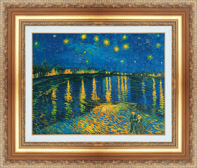 絵画 額縁付き 複製名画 世界の名画シリーズ ヴィンセント・ヴァン・ゴッホ 「 ローヌ川のの星月夜 」 サイズ 10号