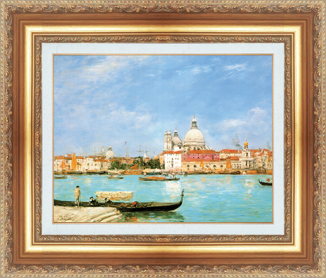 絵画 額縁付き 複製名画 世界の名画シリーズ ブーダン 「 ベネチアの風景 」 サイズ 3号_画像1