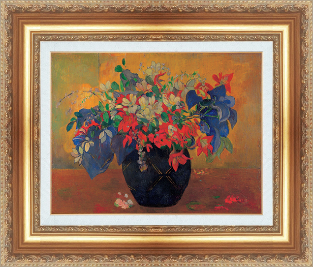 絵画 額縁付き 複製名画 世界の名画シリーズ ポール・ゴーギャン 「花瓶の花 」 サイズ 8号