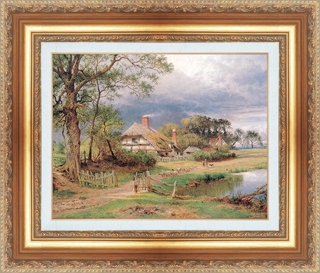 絵画 額縁付き 複製名画 世界の名画シリーズ ベンジャミン・ウィリアムズ・リーダー 「 英国の古民家風景 」 サイズ 10号