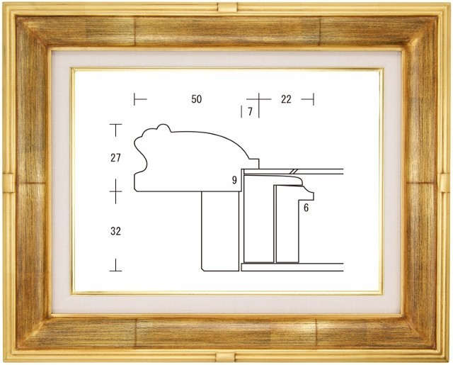 額縁 油彩額縁 油絵額縁 木製フレーム 井桁 金 サイズM10号_画像1