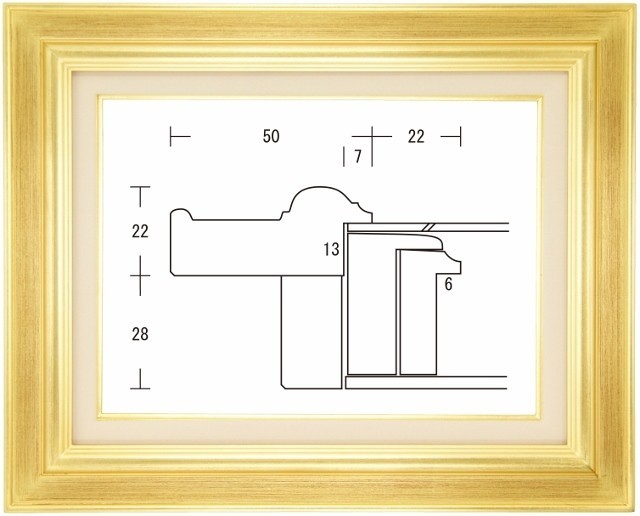 油絵用 額縁 木製フレーム 小公子 金 サイズF4号-