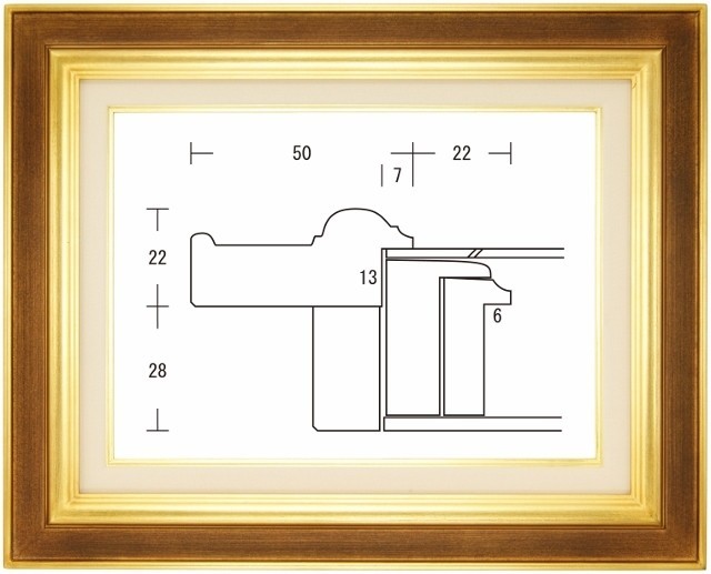 油絵用 額縁 木製フレーム 小公子 金+薄茶 サイズF6号-