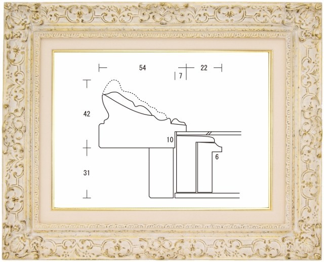 額縁 油彩額縁 油絵額縁 木製フレーム ナポリＳ アンティークホワイト サイズP15号_画像1