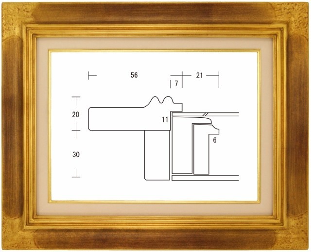 額縁 油彩額縁 油絵額縁 木製フレーム 月桂 金 サイズF4号_画像1