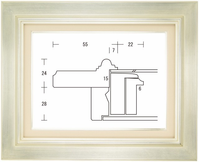 額縁 油彩額縁 油絵額縁 木製フレーム オーロラ 銀 サイズF8号_画像1