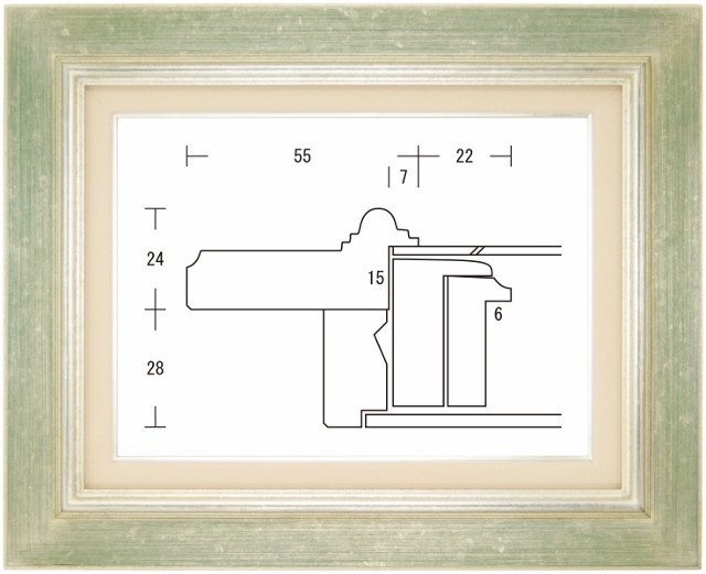 額縁 油彩額縁 油絵額縁 木製フレーム レインボー 銀 サイズF0号_画像1