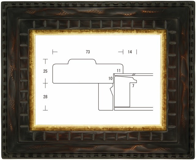 額縁 油彩額縁 油絵額縁 木製フレーム 囲炉裏マットなし 鉄黒 サイズM8号_画像4