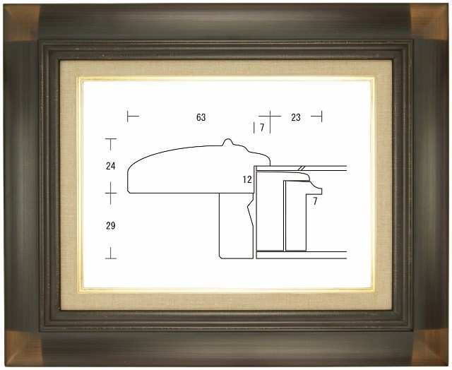 額縁 油彩額縁 油絵額縁 木製フレーム 月山 鉄黒 サイズM12号_画像1