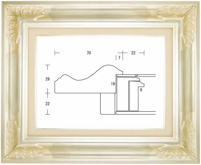 額縁 油彩額縁 油絵額縁 木製フレーム アカンサスW シルバー サイズM12号_画像1
