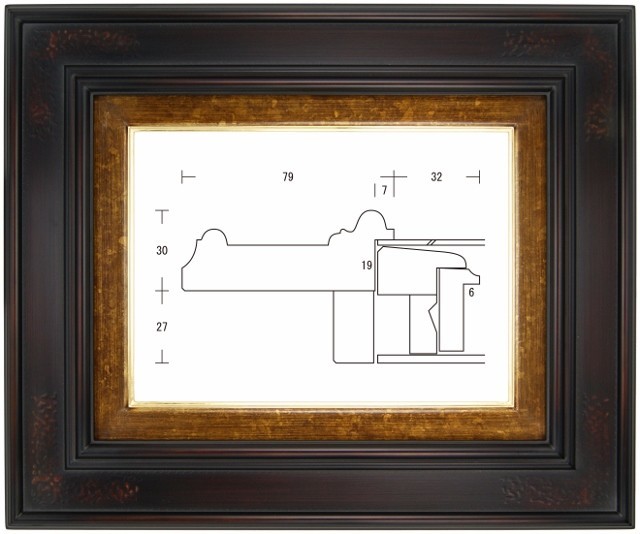 額縁 油彩額縁 油絵額縁 木製フレーム 正面型 鉄黒 サイズP20号_画像1