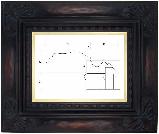 額縁 油彩額縁 油絵額縁 木製フレーム 石葉 鉄黒 サイズF25号_画像1