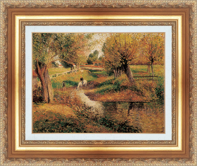 絵画 額縁付き 複製名画 世界の名画シリーズ ピサロ 「エラニーの溝川」 サイズ 15号_画像1