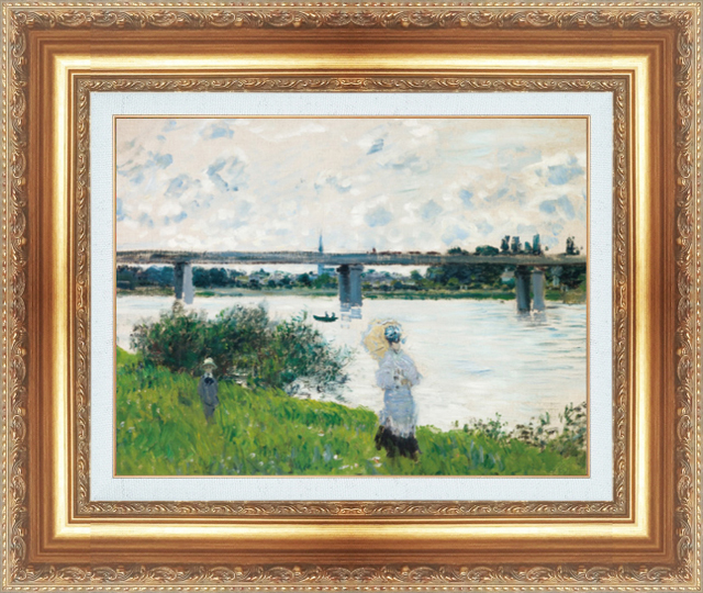 絵画 額縁付き 複製名画 世界の名画シリーズ クロード・モネ 「アルジャントゥイユの鉄橋と散歩」 サイズ 10号
