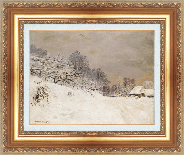 絵画 額縁付き 複製名画 世界の名画シリーズ クロード・モネ 「オンフルールの近くの雪の風景」 サイズ 8号_画像1