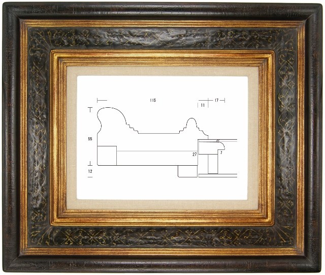 額縁 油彩額縁 油絵額縁 木製フレーム SACA04-03 金+黒 サイズP50号_画像1