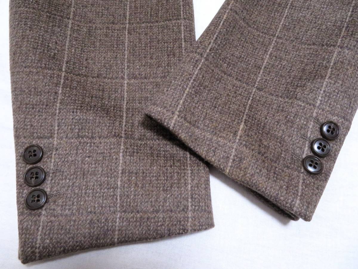 新品同様 未使用 A.JOINT CASHMERE 高級カシミヤ100% テーラードジャケット メンズ チェックブレザー ビジネス 紳士92AB3 ゴルフ 秋冬物_画像4