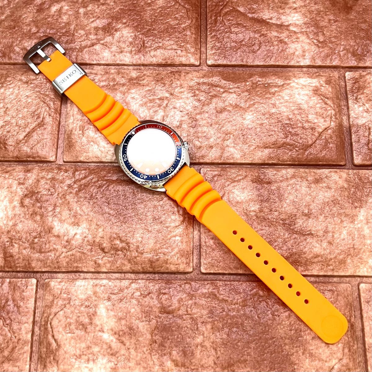 個性的】セイコー ダイバー 機械式自動巻き メンズ腕時計 オレンジ