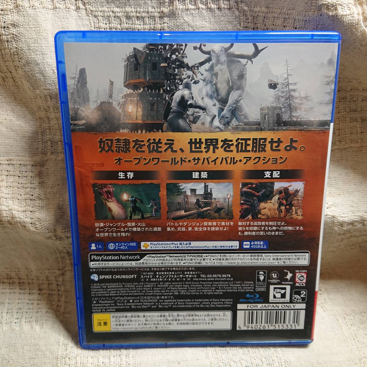 美品[Zm] PS4 Play Station 4 コナンアウトキャスト Conan Outcasts　定形外郵便250円発送_画像2