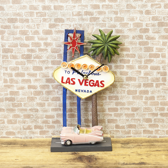 送料720円　オールディーズ テーブルクロック★LAS VEGAS【置時計】_画像1