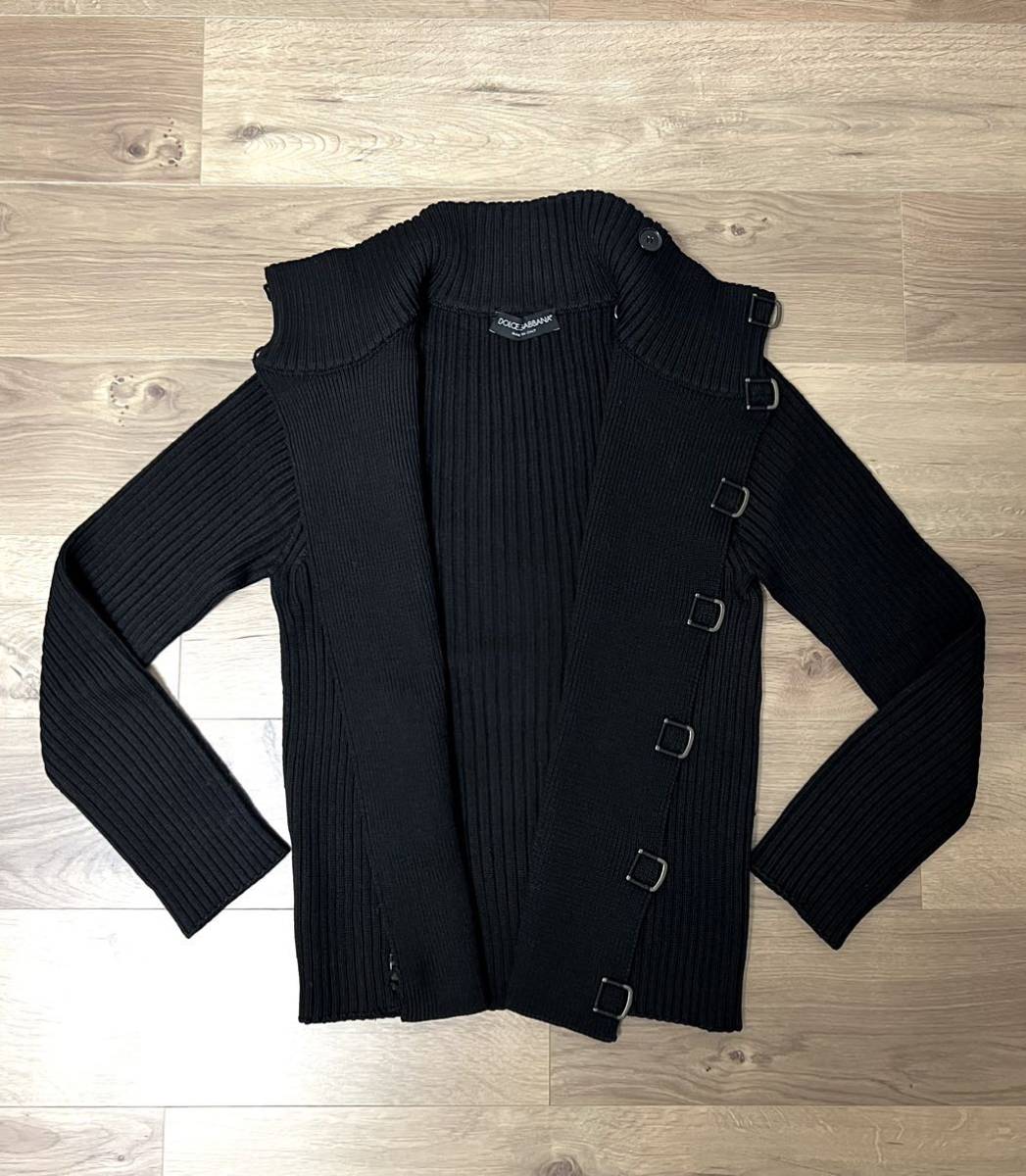  beautiful goods rare design DOLCE&GABBANA hook attaching rib knitted cardigan black size 44 ( size 46* size 48. person . have on possible )