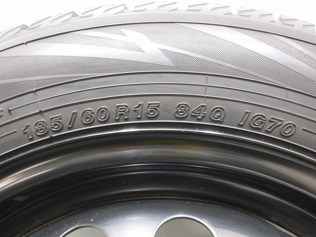 15インチ トヨタ純正 185/60R15 5.5J 100 アクア/ヤリス IG70 バリ溝 中古スタッドレスタイヤホイール【4本セット】送料無料(ASS15-0685）_画像7