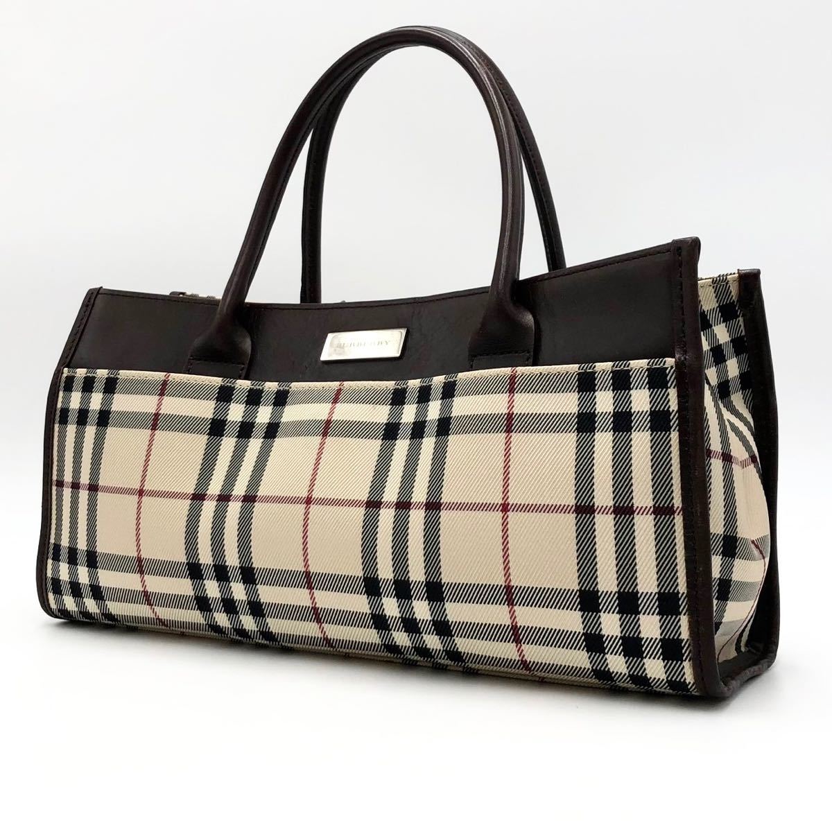 上美品】バーバリー Burberry ハンドバッグ ノバチェック レザー ロゴ